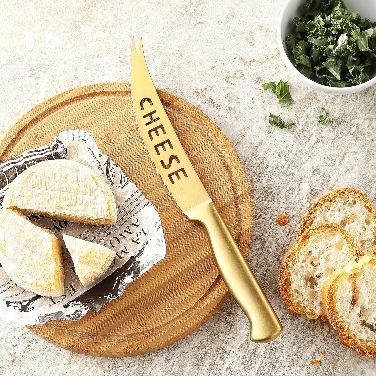 McCook® Kitchen Knife Sets, Golden Titanium Stainless Steel Knives Block Set with Built-in Sharpener