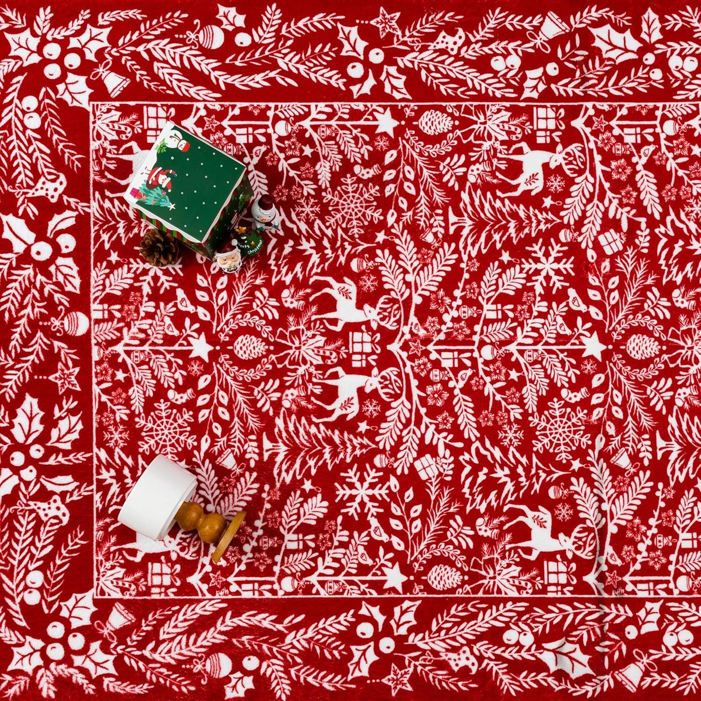 Christmas Area Rug 2x3 Entryway Rug Machine Washable Carpet Red Xmas Deer Indoor Front Snowflake Doormat Non-Slip Soft Low Pile Entryway Carpet for Bedroom Kitchen Entrance Bathroom