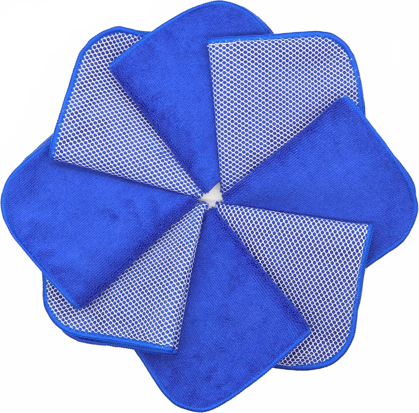 Microfiber Dish Cloths Fast Drying Kitchen Cleaning Cloth Dish Rags Dust Cloths Ultra Absorbent Lint Free Washcloths with Poly Scrub Side 12inch x 12inch 8 Pack (Dark Blue)