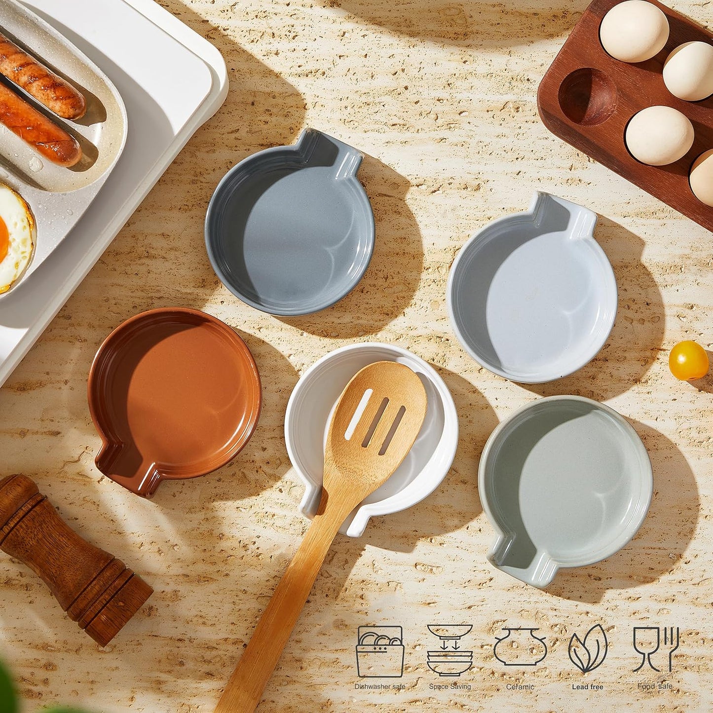 Oscar Ceramic Spoon Rest Minimalist Drip-Free – Heat-Resistant Utensil Holder for Stove, Countertop, or Coffee Bar – Glazed Stoneware Kitchen Spoon Tray – Dishwasher Safe