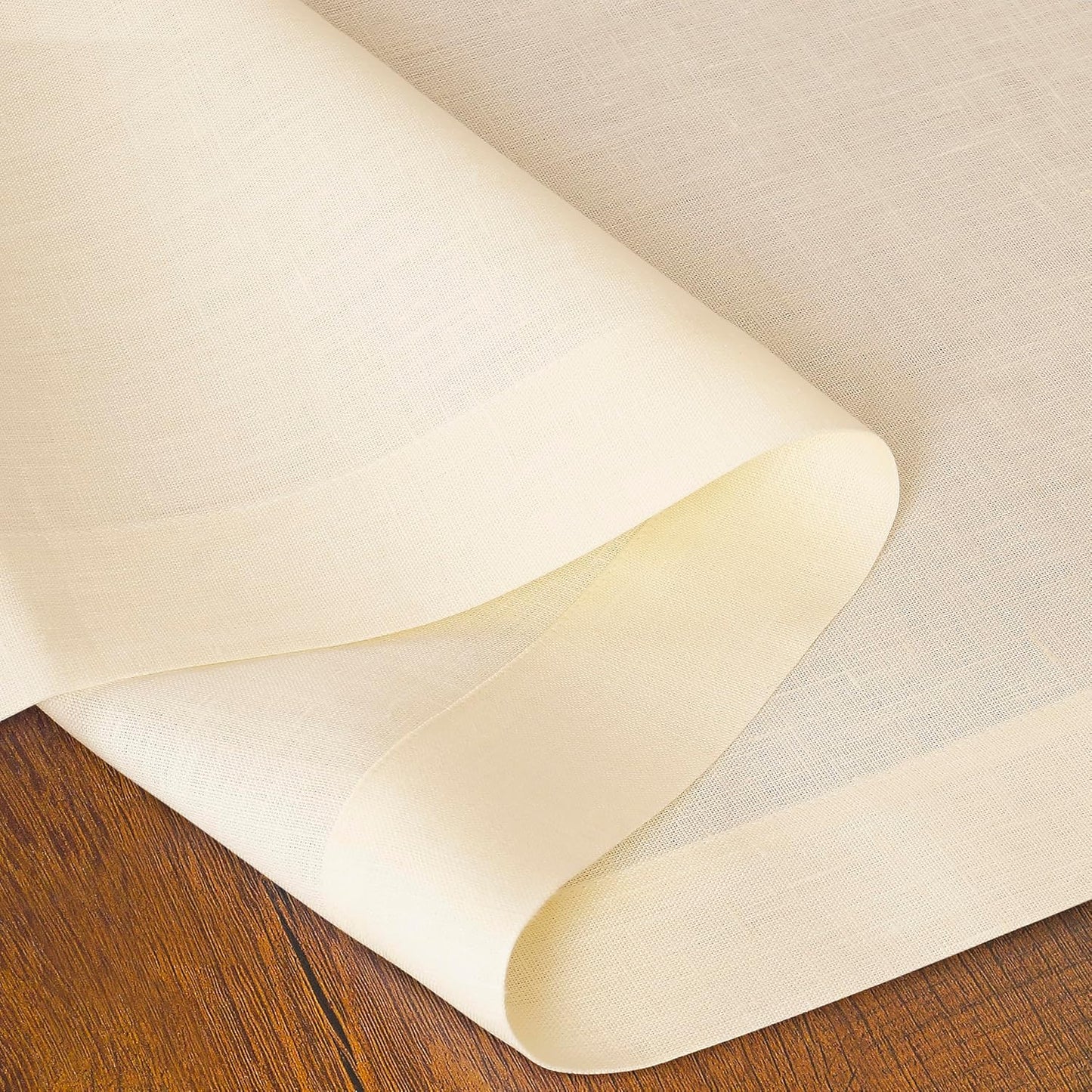 D'Moksha Homes Linen Vanilla Cream Table Runner 102 Inches Long - 100% Pure Linen Dining Table Runner 14 x 102 Inch for Fall, Autumn and Halloween - Machine Washable