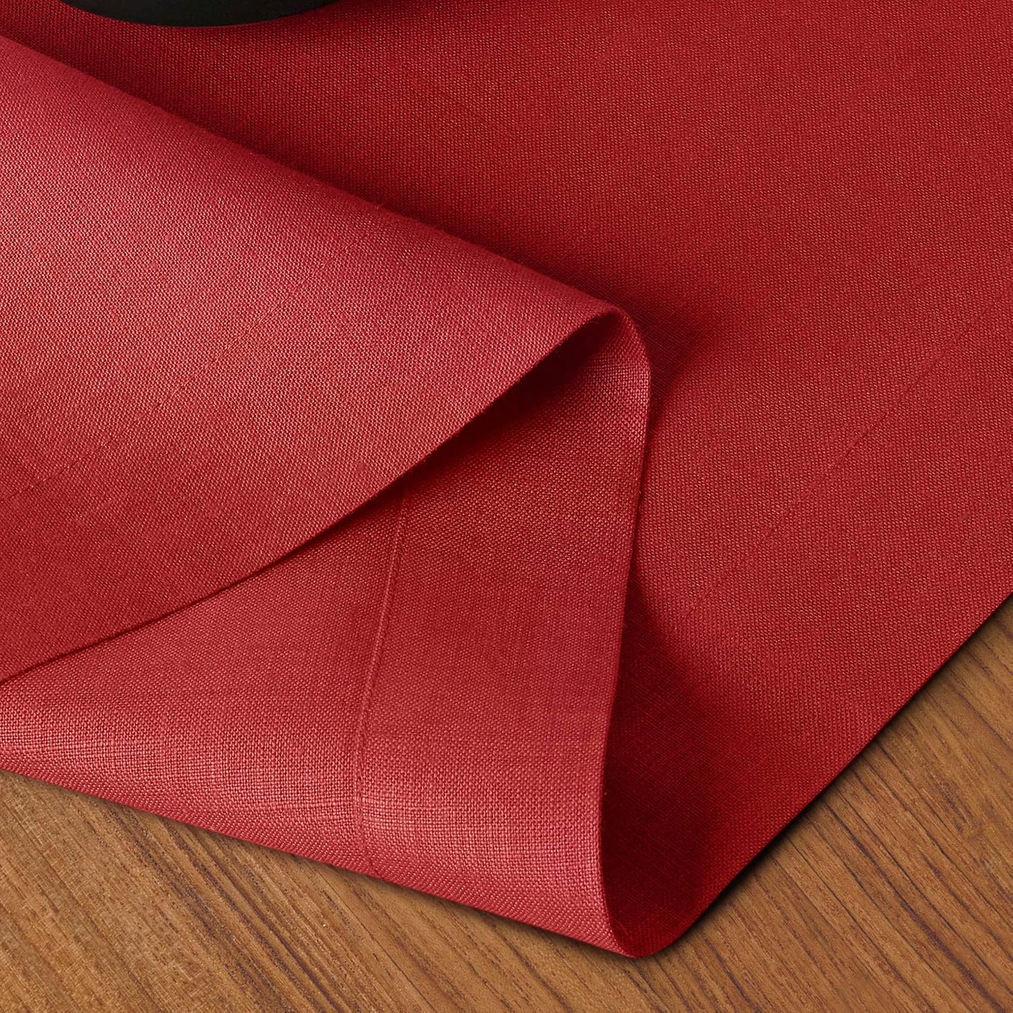 D'Moksha Homes Linen Bright Red Table Runner 72 Inches Long - 100% Pure Linen 14 x 72 Inch Table Runner for Dining, Fall, Autumn and Halloween - Machine Washable