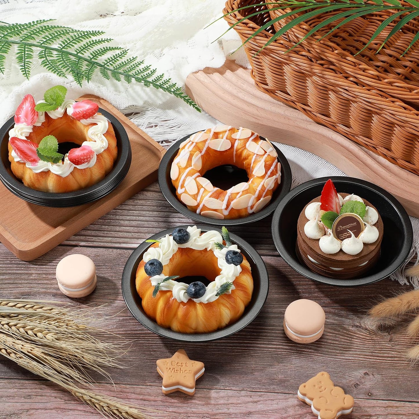 8 Pcs mini pie tins 4 inch Pie Pan Dish for Baking Carbon Steel Pizza Nonstick Plate Bakeware Set Oven Air Fryer Cake Bread Meat