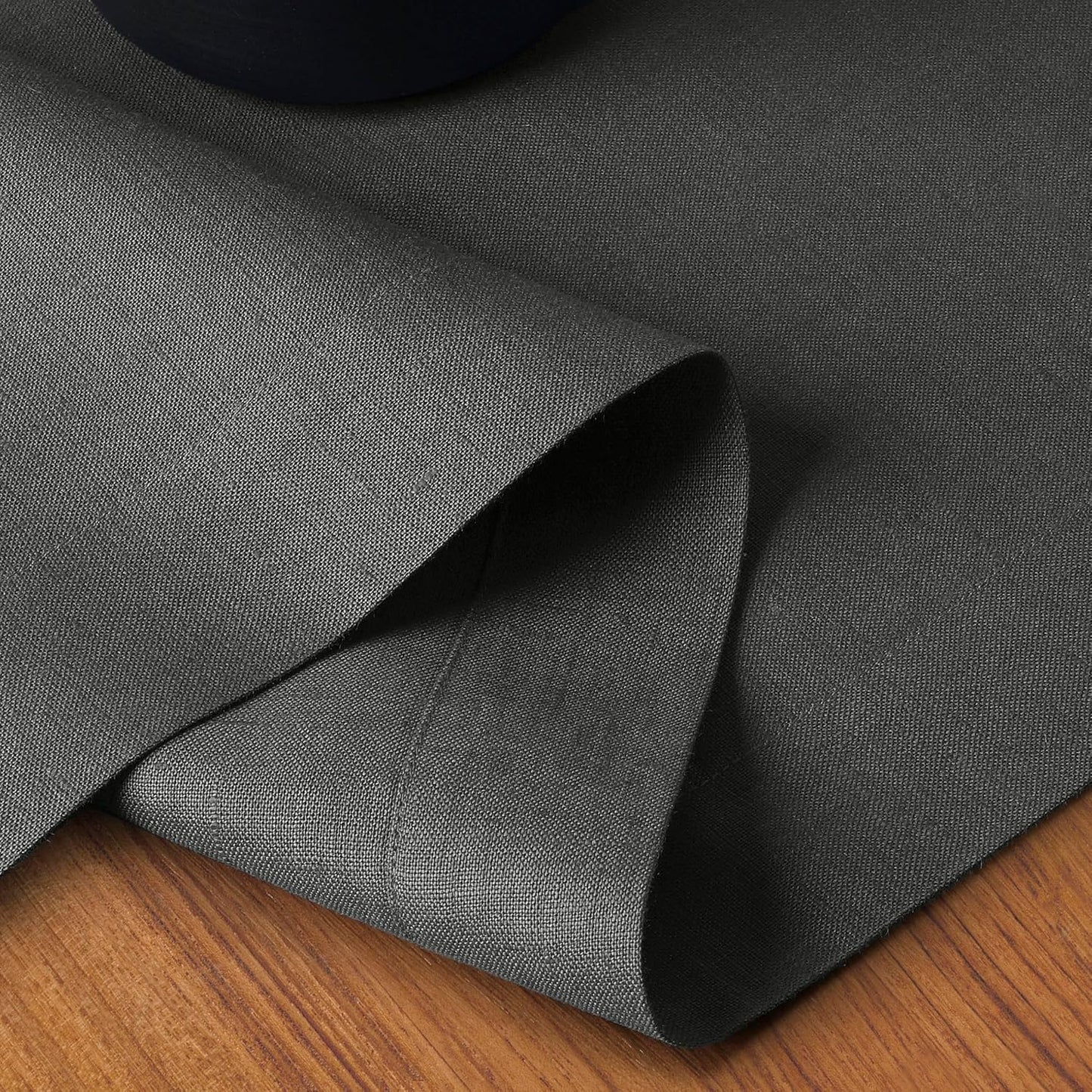 D'Moksha Homes Linen Table Runner 60 Inches - 100% Pure Linen Charcoal Grey Table Runner 14 x 60 Inch for Coffee Tables, Dresser, Fall, Autumn and Halloween - Machine Washable