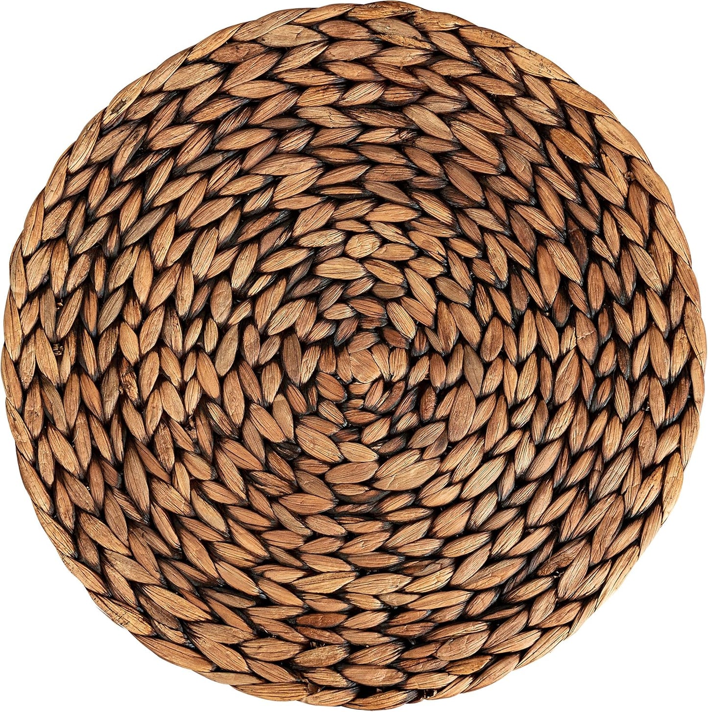 CENBOSS Woven Placemats (13.5" Set of 8, Brown Wash) Round Placemat, Wicker Place mats, Rattan Place mat, Plate Chargers